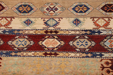 handmade Geometric Kurjean Tan Rust Hand Knotted RECTANGLE 100% WOOL area rug 8x10