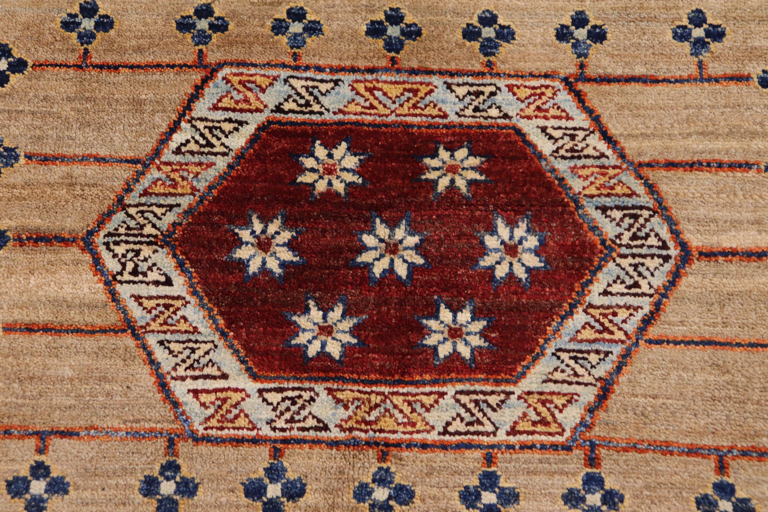 handmade Geometric Kurjean Tan Rust Hand Knotted RECTANGLE 100% WOOL area rug 8x10