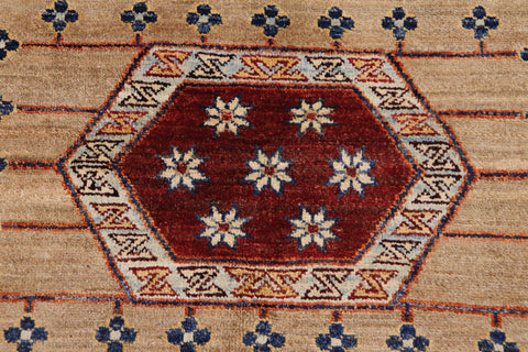 handmade Geometric Kurjean Tan Rust Hand Knotted RECTANGLE 100% WOOL area rug 8x10