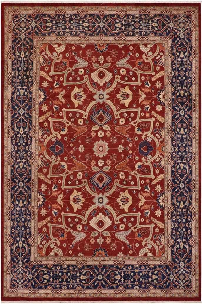 handmade Traditional Kafkaz Rust Blue Hand Knotted RECTANGLE 100% WOOL area rug 9 x 12