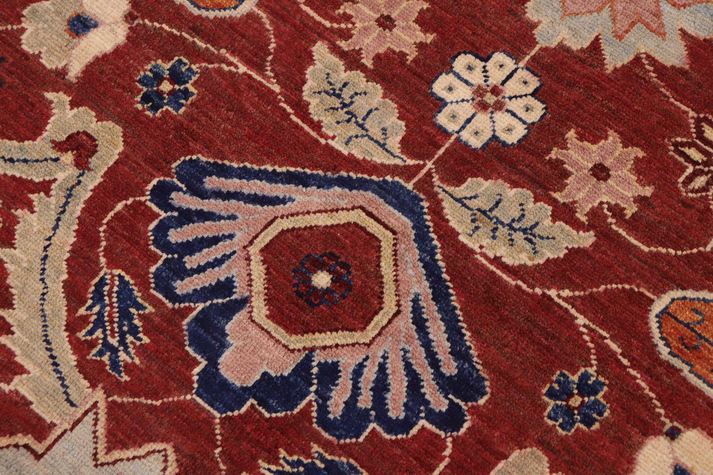 handmade Traditional Kafkaz Rust Blue Hand Knotted RECTANGLE 100% WOOL area rug 9' x 12'