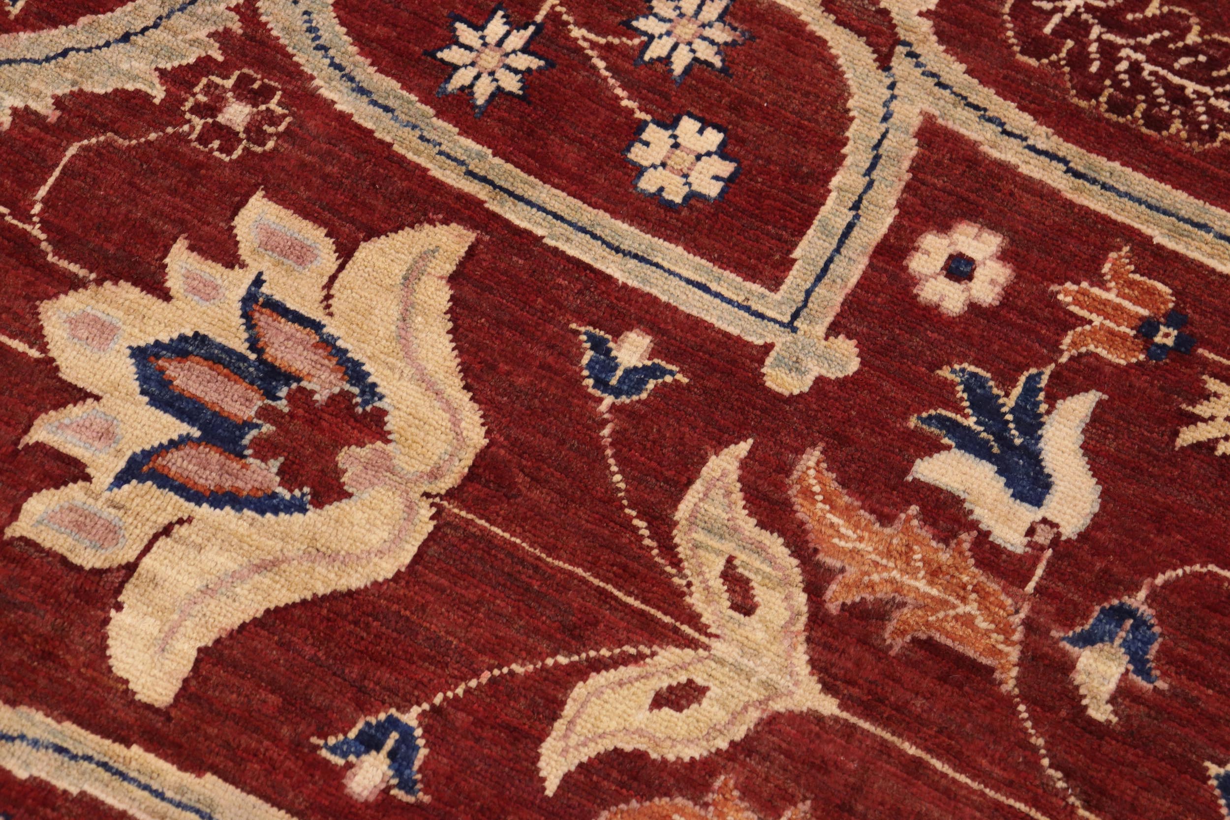 handmade Traditional Kafkaz Rust Blue Hand Knotted RECTANGLE 100% WOOL area rug 9' x 12'