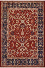 handmade Traditional Kafkaz Rust Blue Hand Knotted RECTANGLE 100% WOOL area rug 9 x 12
