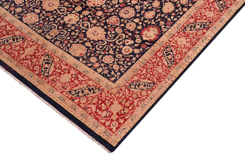 handmade Transitional Kashan Blue Red Hand Knotted RECTANGLE 100% WOOL area rug 8x10