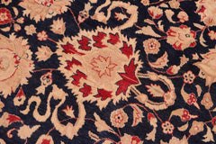 Antique Kashan Rosemary Blue/Red Wool Rug - 8'1'' x 9'11''