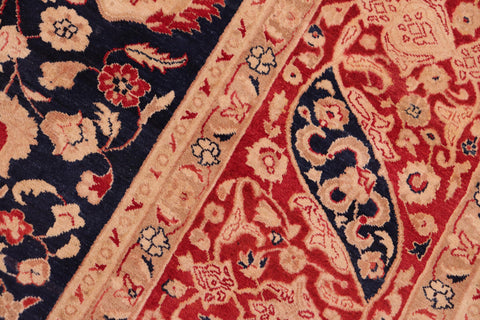 handmade Transitional Kashan Blue Red Hand Knotted RECTANGLE 100% WOOL area rug 8x10