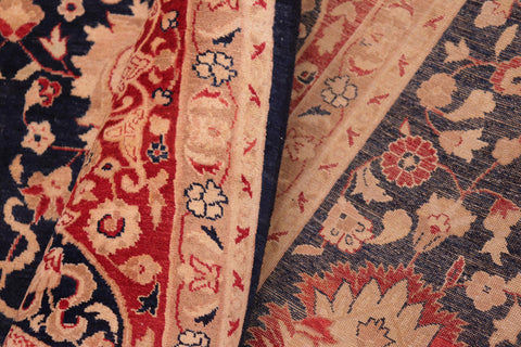 handmade Transitional Kashan Blue Red Hand Knotted RECTANGLE 100% WOOL area rug 8x10