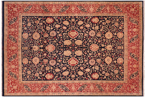 handmade Transitional Kashan Blue Red Hand Knotted RECTANGLE 100% WOOL area rug 8x10