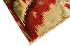 handmade Modern Ikat Red Brown Hand Knotted RECTANGLE 100% WOOL area rug 3 x 4