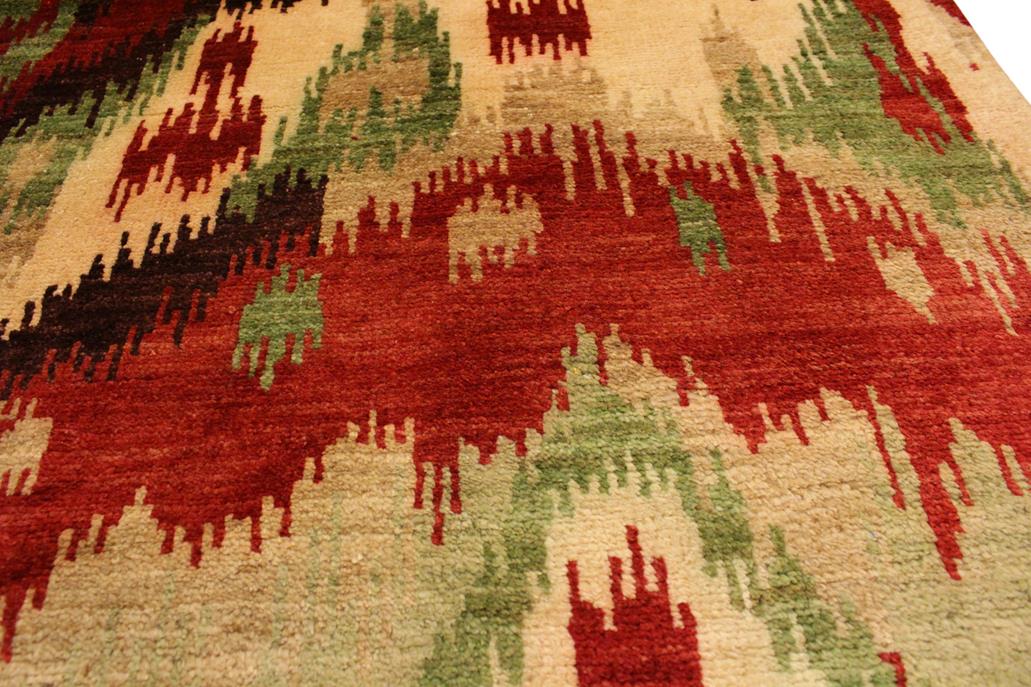 handmade Modern Ikat Red Brown Hand Knotted RECTANGLE 100% WOOL area rug 3 x 4