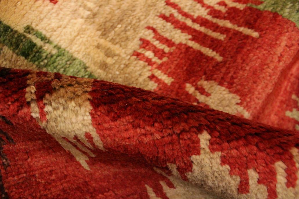 handmade Modern Ikat Red Brown Hand Knotted RECTANGLE 100% WOOL area rug 3 x 4