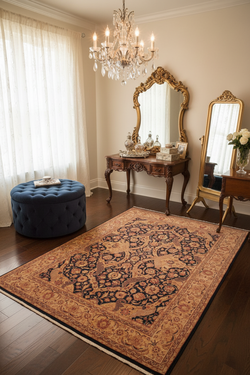 handmade Traditional Agra Blue Tan Hand Knotted RECTANGLE 100% WOOL area rug 8x10