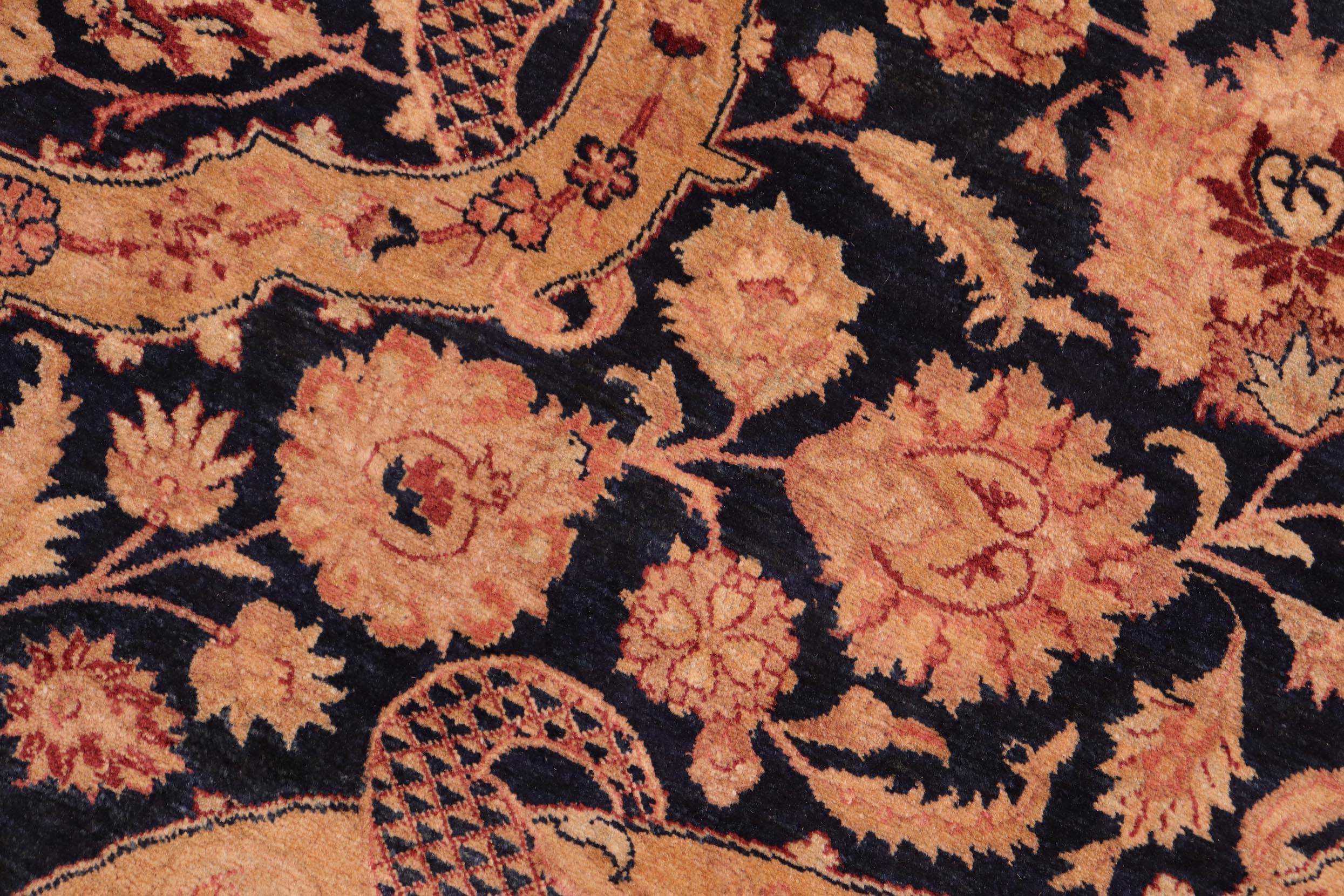 handmade Traditional Agra Blue Tan Hand Knotted RECTANGLE 100% WOOL area rug 8x10