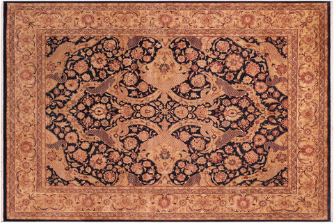 handmade Traditional Agra Blue Tan Hand Knotted RECTANGLE 100% WOOL area rug 8x10