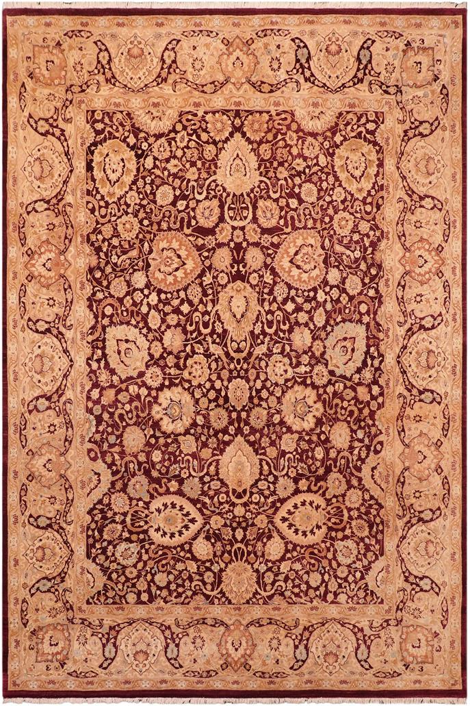 Traditional Anmol Agra Terri Aubergine Tan Hand Knotted Area rugs 8 x 10