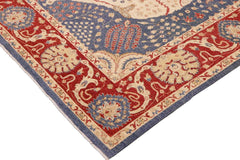 handmade Traditional Sarapi Red Blue Hand Knotted RECTANGLE 100% WOOL area rug 10 x 14