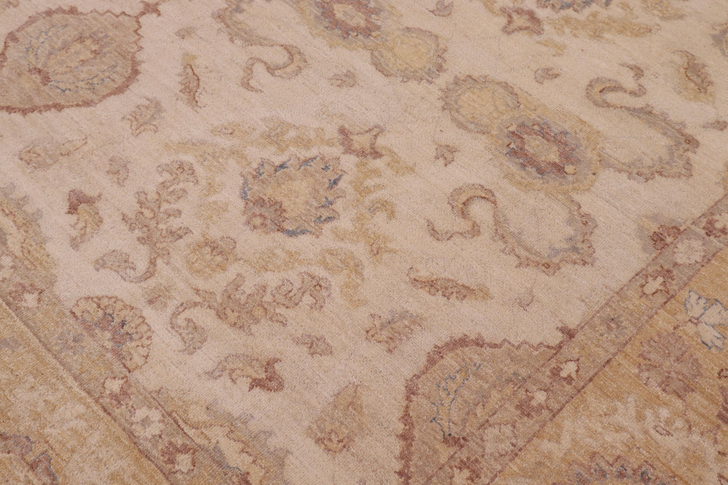 handmade Transitional Kafkaz Beige Lt. Gold Hand Knotted RECTANGLE 100% WOOL area rug 9' x 12'