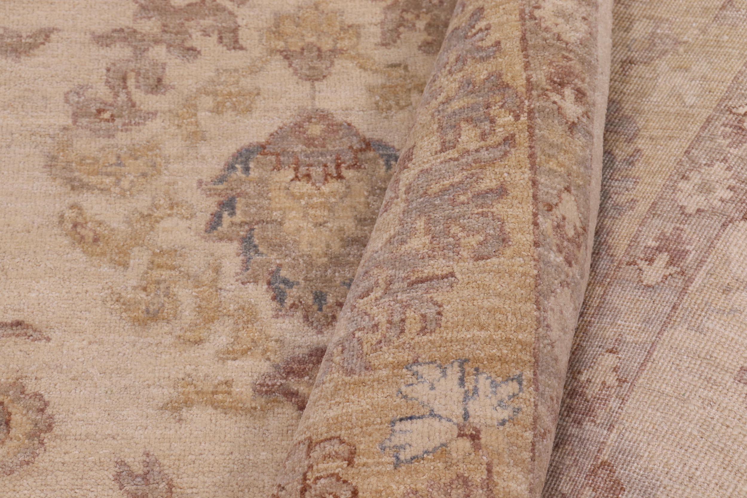 handmade Transitional Kafkaz Beige Lt. Gold Hand Knotted RECTANGLE 100% WOOL area rug 9' x 12'