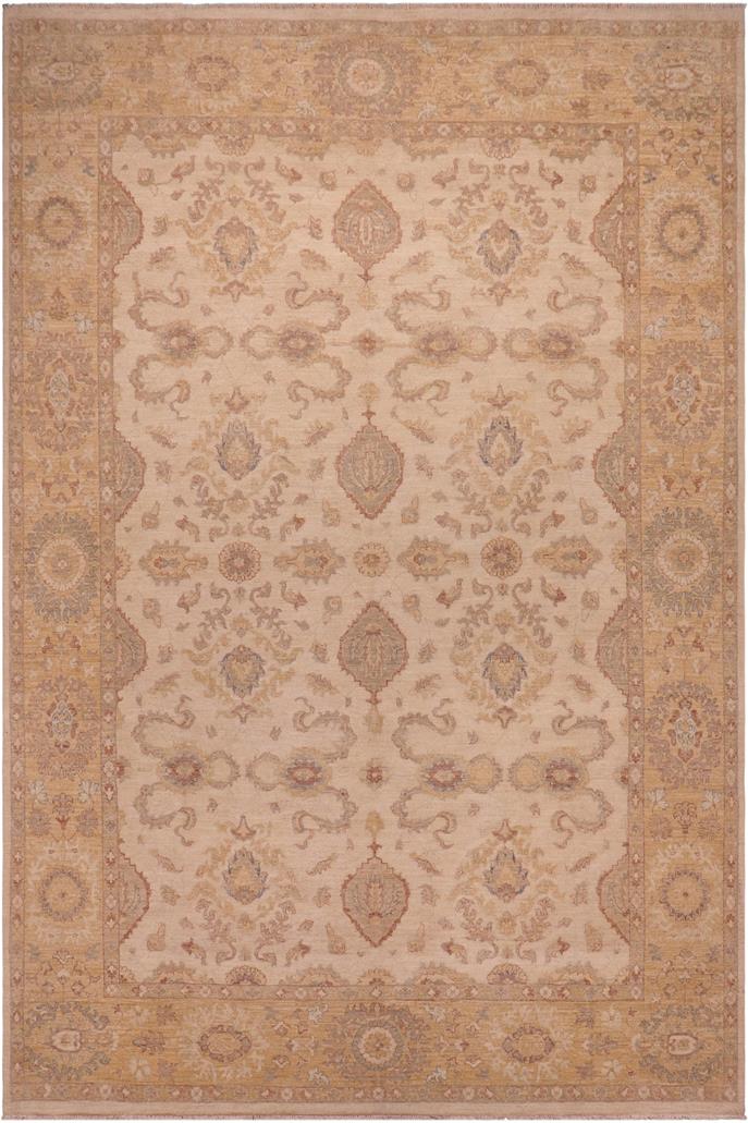 handmade Traditional Kafkaz Beige Lt. Gold Hand Knotted RECTANGLE 100% WOOL area rug 9 x 12