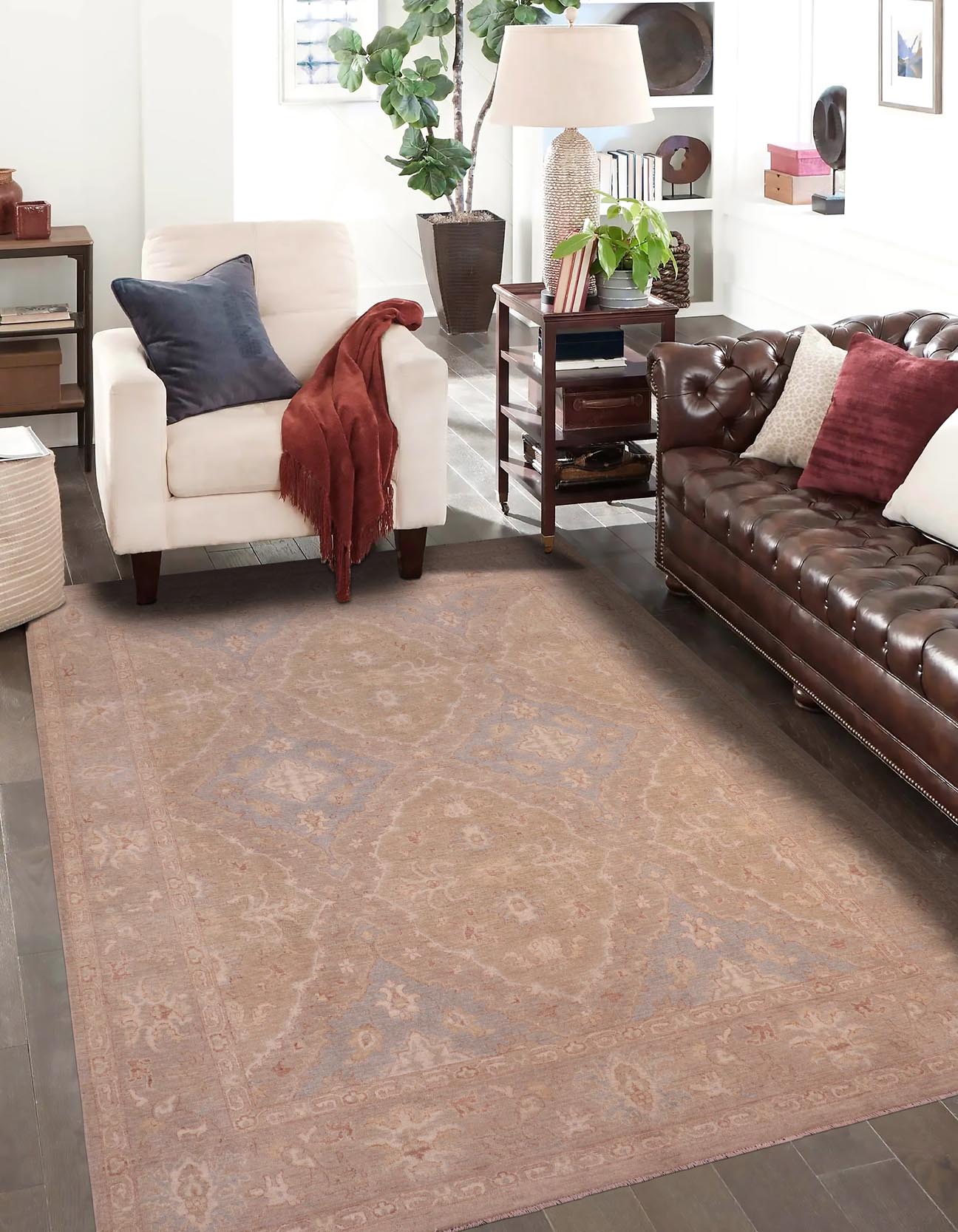 handmade Transitional Kafkaz Lt. Green Lt. Gray Hand Knotted RECTANGLE 100% WOOL area rug 8' x 10'