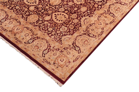 handmade Transitional Anmol Agra Aubergine Tan Hand Knotted RECTANGLE 100% WOOL area rug 8x10