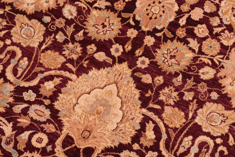 handmade Transitional Anmol Agra Aubergine Tan Hand Knotted RECTANGLE 100% WOOL area rug 8x10