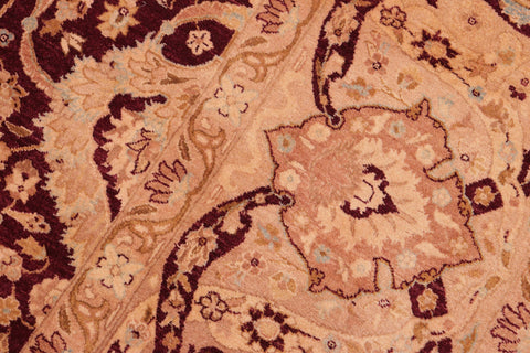 handmade Transitional Anmol Agra Aubergine Tan Hand Knotted RECTANGLE 100% WOOL area rug 8x10