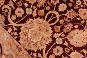handmade Transitional Anmol Agra Aubergine Tan Hand Knotted RECTANGLE 100% WOOL area rug 8x10