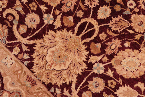 handmade Transitional Anmol Agra Aubergine Tan Hand Knotted RECTANGLE 100% WOOL area rug 8x10