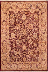 Traditional Anmol Agra Terri Aubergine Tan Hand Knotted Area rugs 8 x 10