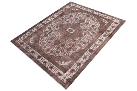 handmade Vintage Vintage Gray Ivory Hand Knotted RECTANGLE 100% WOOL area rug 8' x 11'