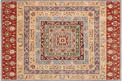handmade Geometric Kurjean Tan Rust Hand Knotted RECTANGLE 100% WOOL area rug 9x12