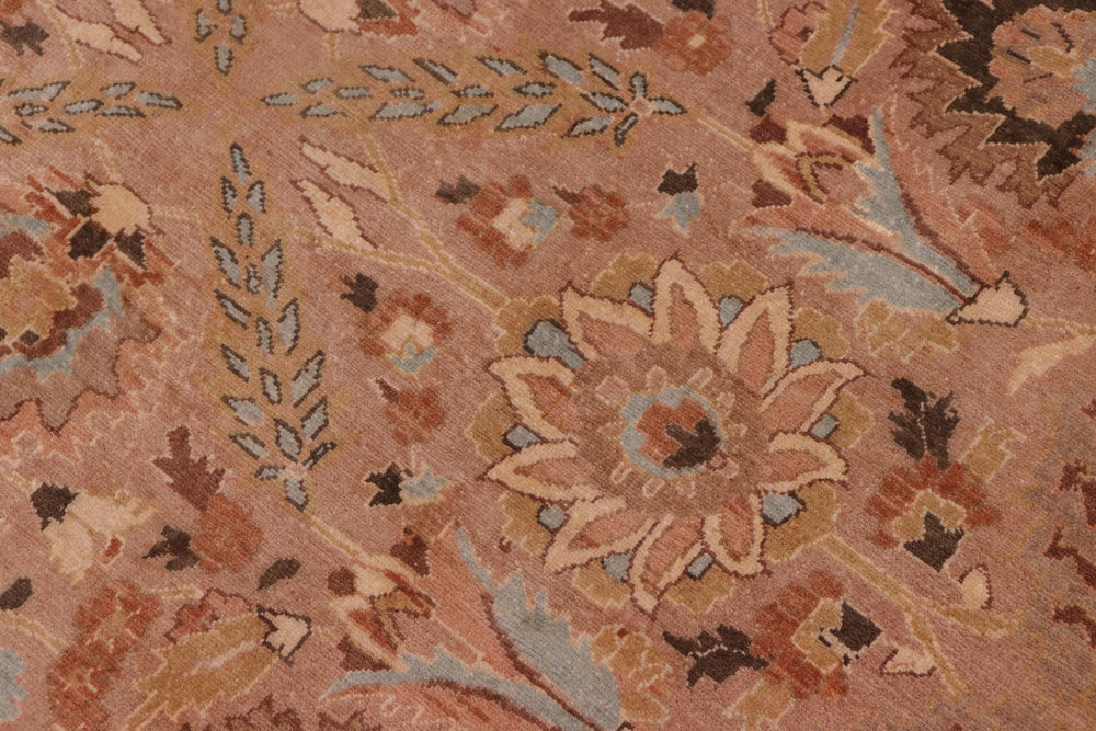 handmade Traditional Lahore Tan Lt. Green Hand Knotted RECTANGLE 100% WOOL area rug 8' x 10'