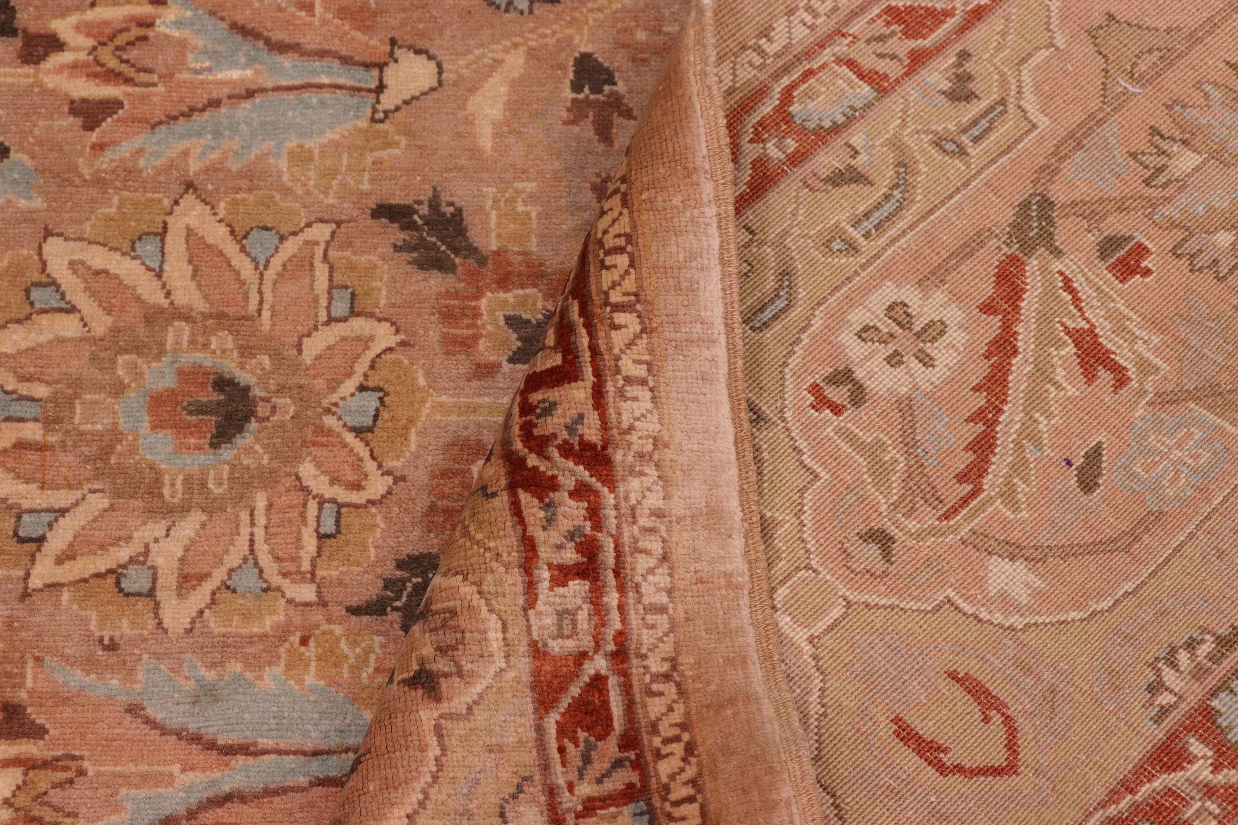handmade Traditional Lahore Tan Lt. Green Hand Knotted RECTANGLE 100% WOOL area rug 8' x 10'