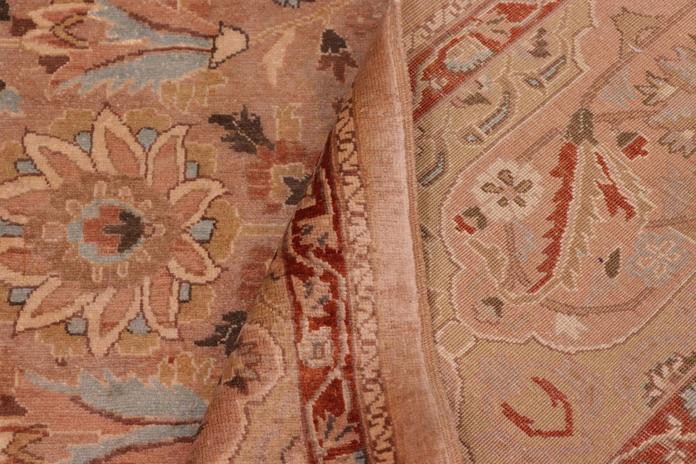 handmade Traditional Lahore Tan Lt. Green Hand Knotted RECTANGLE 100% WOOL area rug 8' x 10'