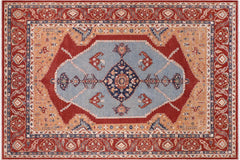 handmade Traditional Kafkaz Orange Rust Hand Knotted RECTANGLE 100% WOOL area rug 9' x 12'