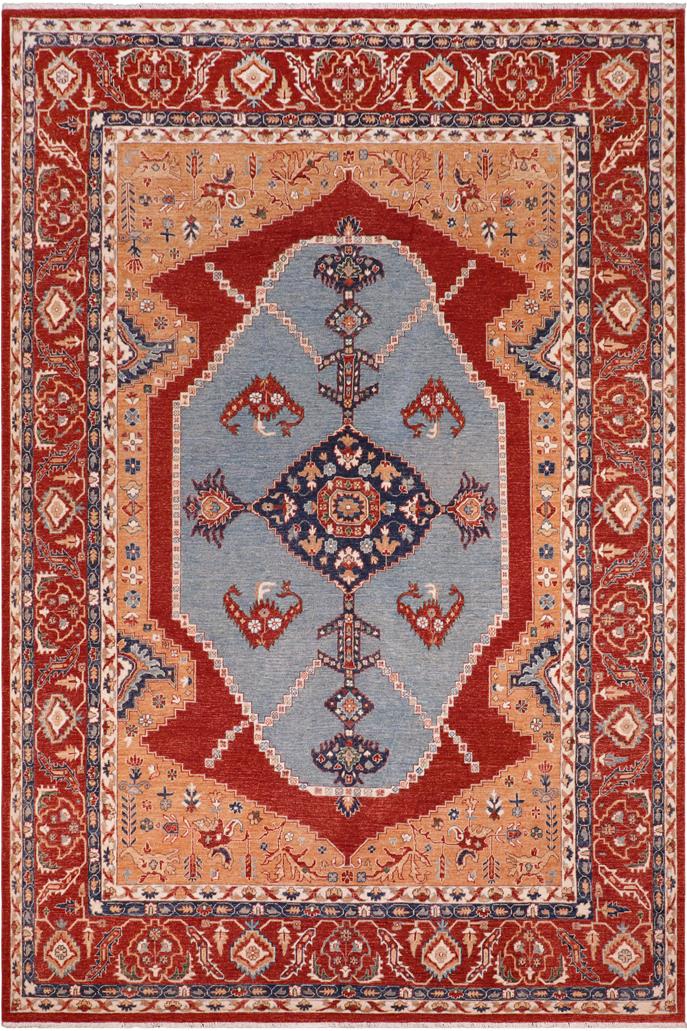 handmade Traditional Sarapi Orange Rust Hand Knotted RECTANGLE 100% WOOL area rug 9 x 12