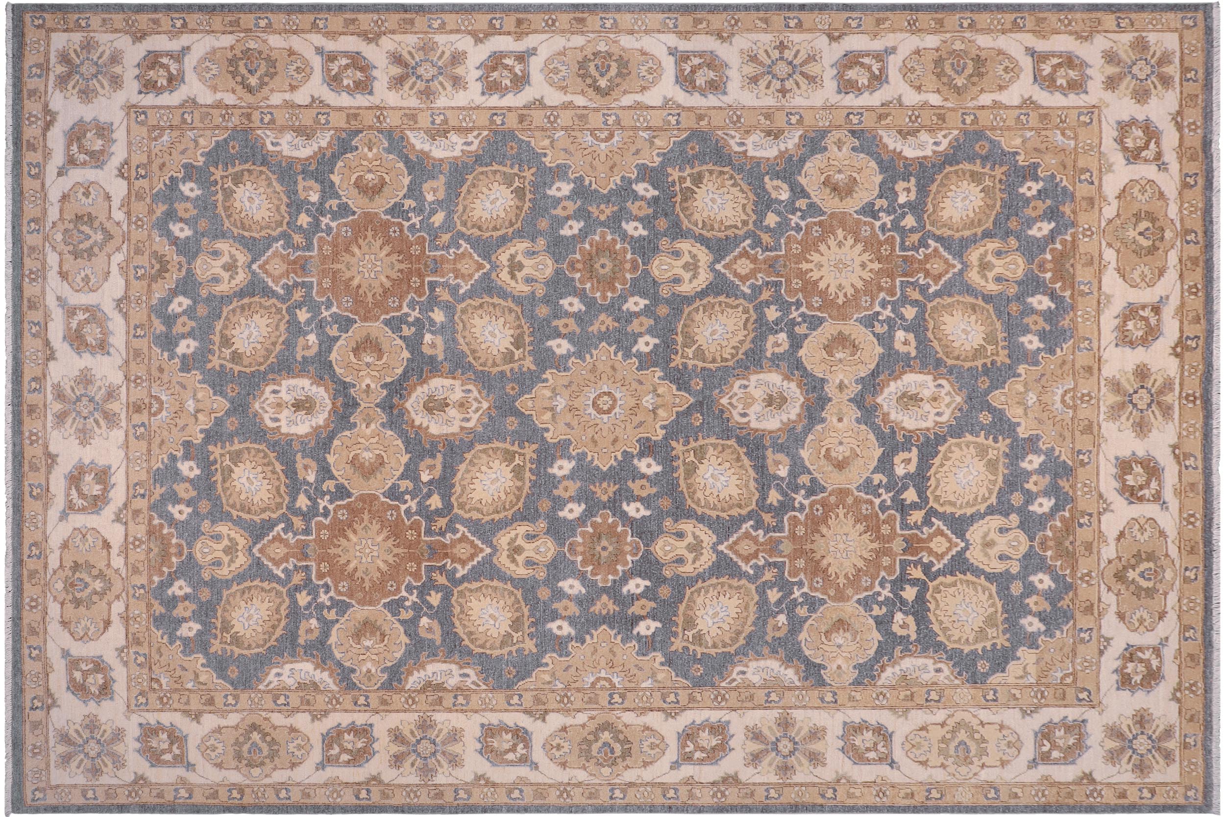 handmade Traditional Kafkaz Bluish Gray Beige Hand Knotted RECTANGLE 100% WOOL area rug 9' x 12'