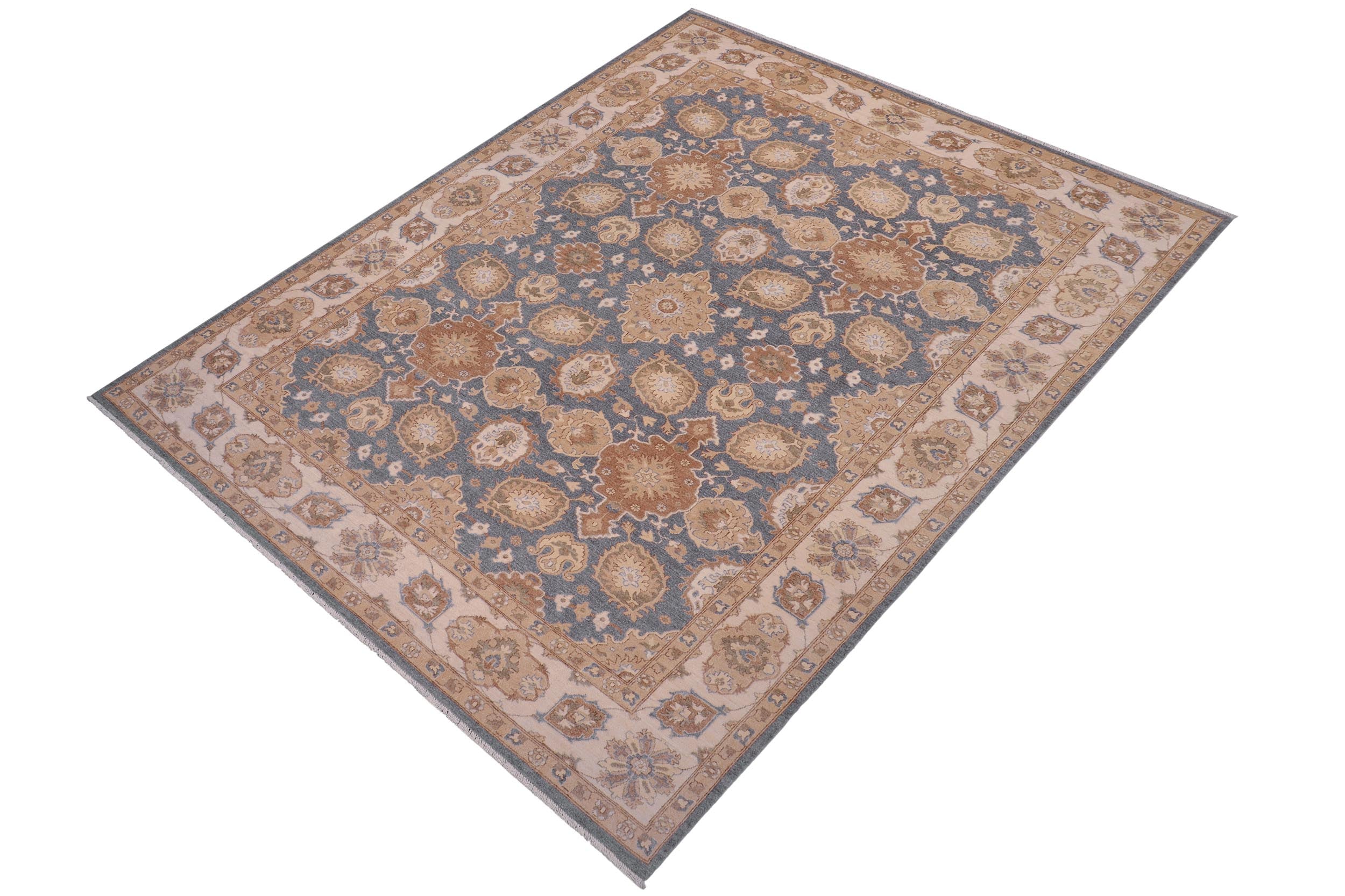 handmade Traditional Kafkaz Bluish Gray Beige Hand Knotted RECTANGLE 100% WOOL area rug 9' x 12'