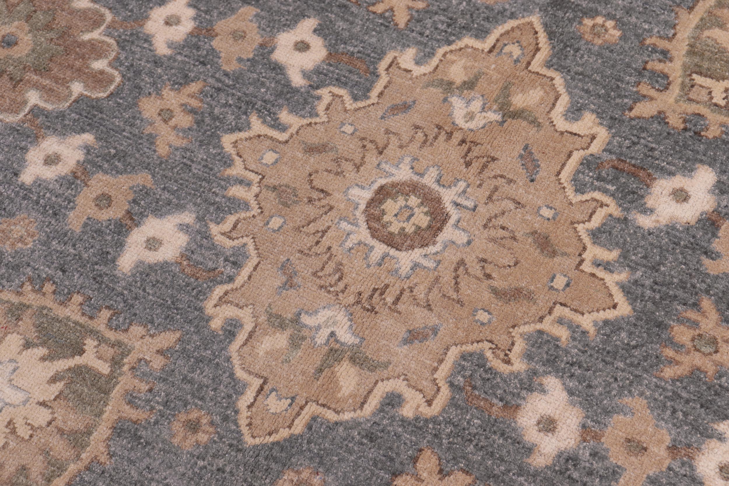 handmade Traditional Kafkaz Bluish Gray Beige Hand Knotted RECTANGLE 100% WOOL area rug 9' x 12'