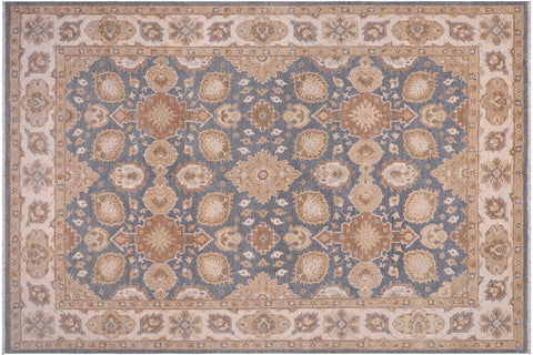 handmade Traditional Kafkaz Bluish Gray Beige Hand Knotted RECTANGLE 100% WOOL area rug 9' x 12'