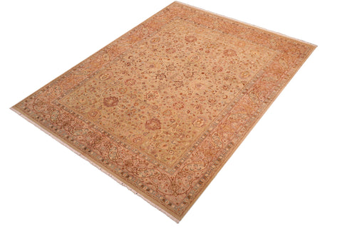 handmade Transitional Kashan Taupe Brown Hand Knotted RECTANGLE 100% WOOL area rug 8x10