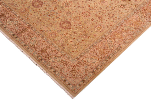 handmade Transitional Kashan Taupe Brown Hand Knotted RECTANGLE 100% WOOL area rug 8x10