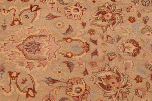 handmade Transitional Kashan Taupe Brown Hand Knotted RECTANGLE 100% WOOL area rug 8x10