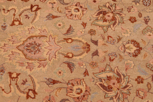 handmade Transitional Kashan Taupe Brown Hand Knotted RECTANGLE 100% WOOL area rug 8x10