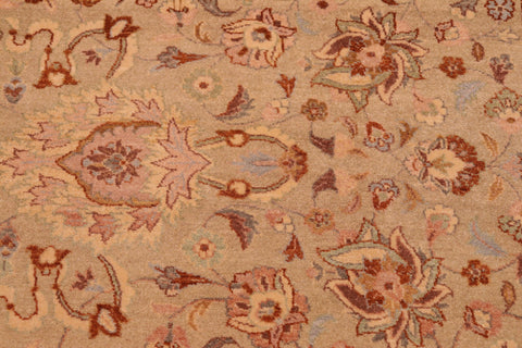 handmade Transitional Kashan Taupe Brown Hand Knotted RECTANGLE 100% WOOL area rug 8x10