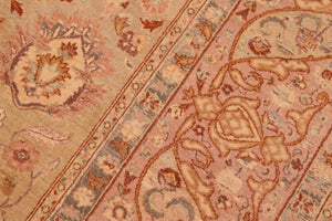 handmade Transitional Kashan Taupe Brown Hand Knotted RECTANGLE 100% WOOL area rug 8x10