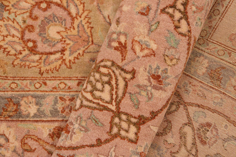 handmade Transitional Kashan Taupe Brown Hand Knotted RECTANGLE 100% WOOL area rug 8x10