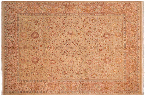 handmade Transitional Kashan Taupe Brown Hand Knotted RECTANGLE 100% WOOL area rug 8x10