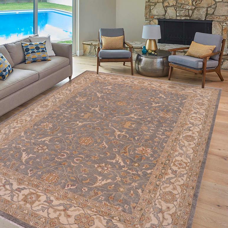 handmade Traditional Kafkaz Lt. Gray Beige Hand Knotted RECTANGLE 100% WOOL area rug 9 x 12